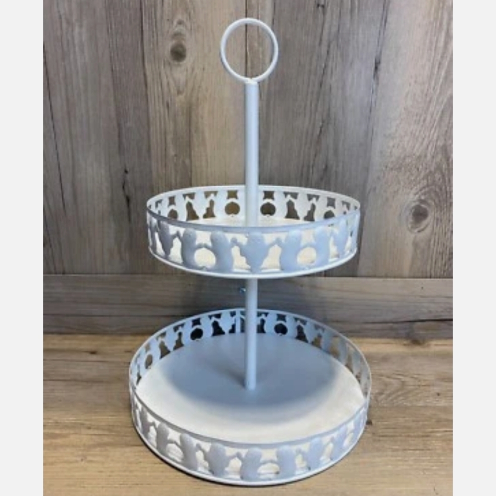 White Metal‎ Ghost Two-Tier Stand Halloween Tabletop Decor